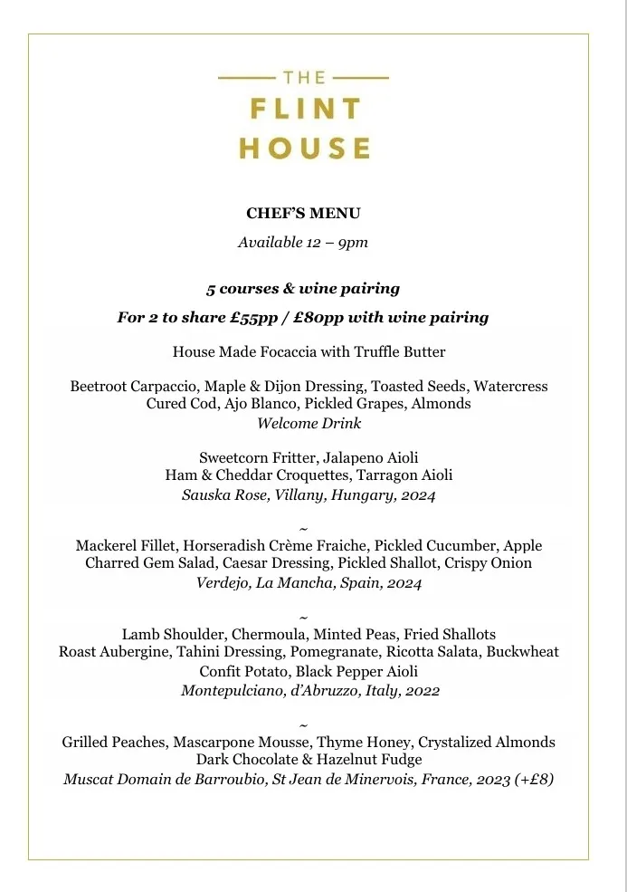 Flint House Chef's Menu